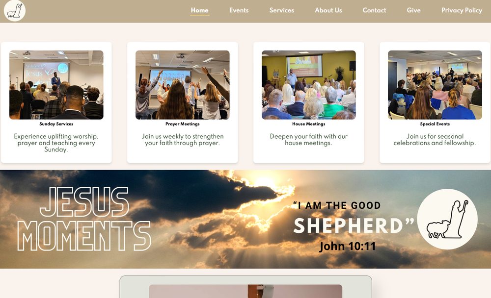 Nettside for Jesus Moments, et kristent fellesskap